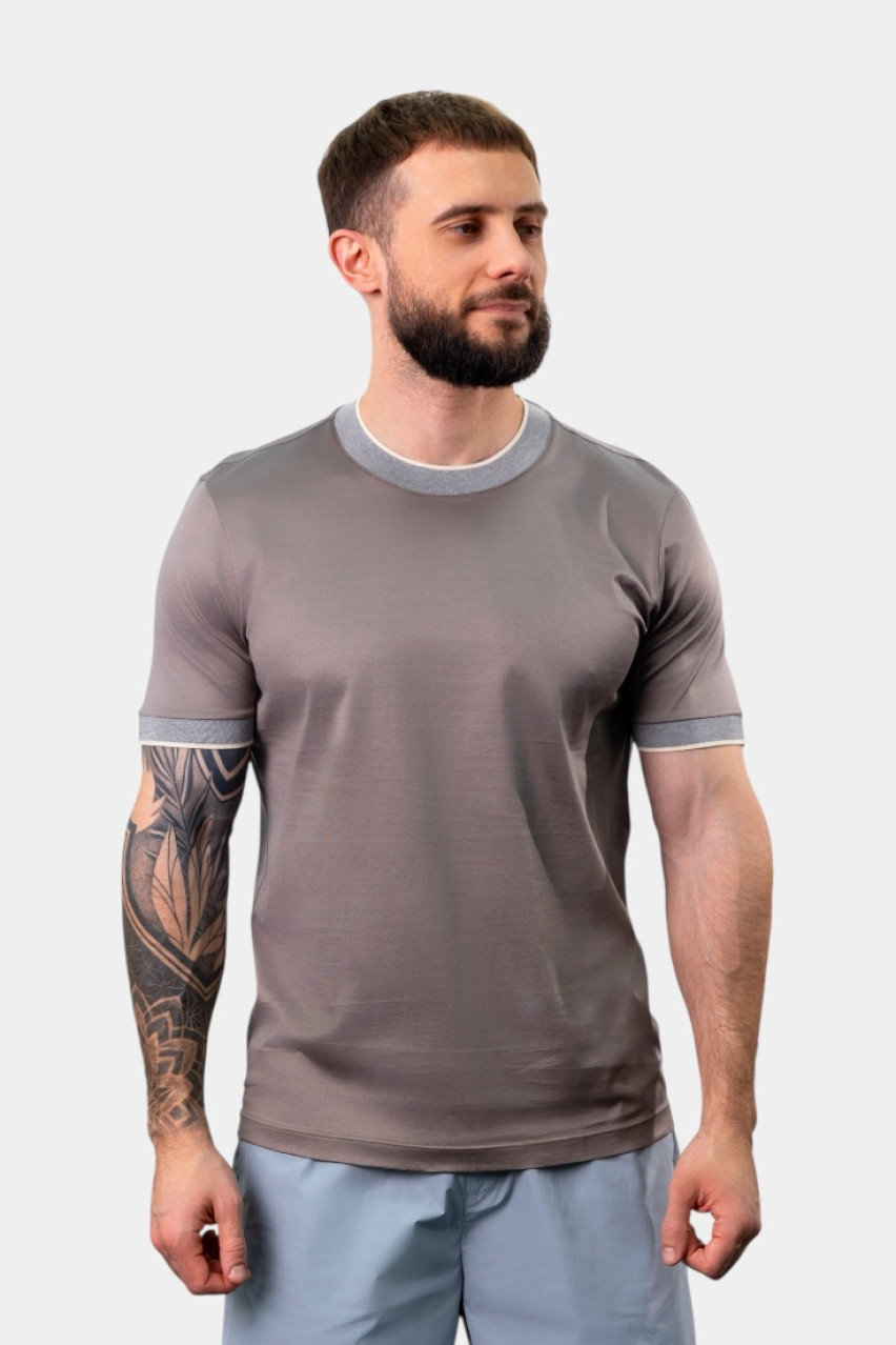 Сіра футболка з мерсеризованої бавовни лісле 60132\74017 171 Maglificio Gran Sasso