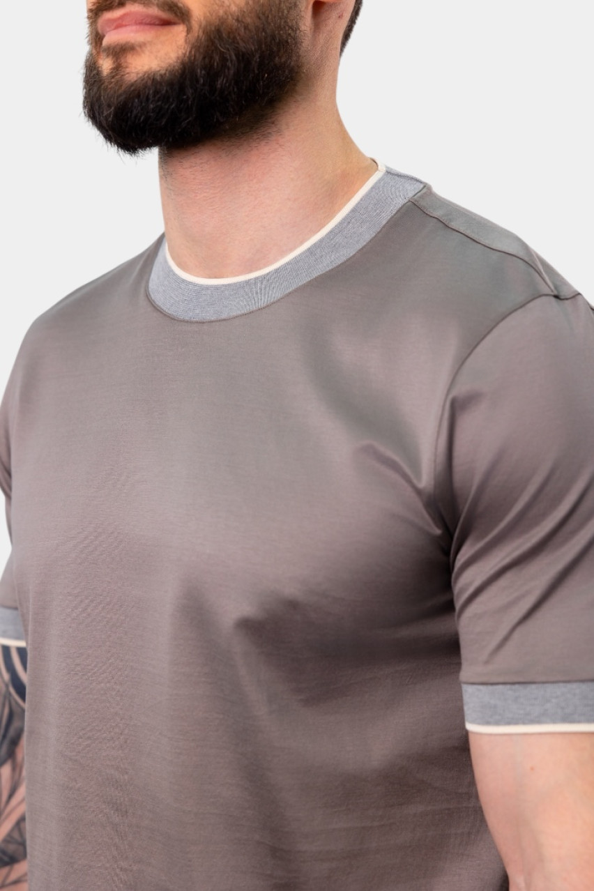 Сіра футболка з мерсеризованої бавовни лісле 60132\74017 171 Maglificio Gran Sasso