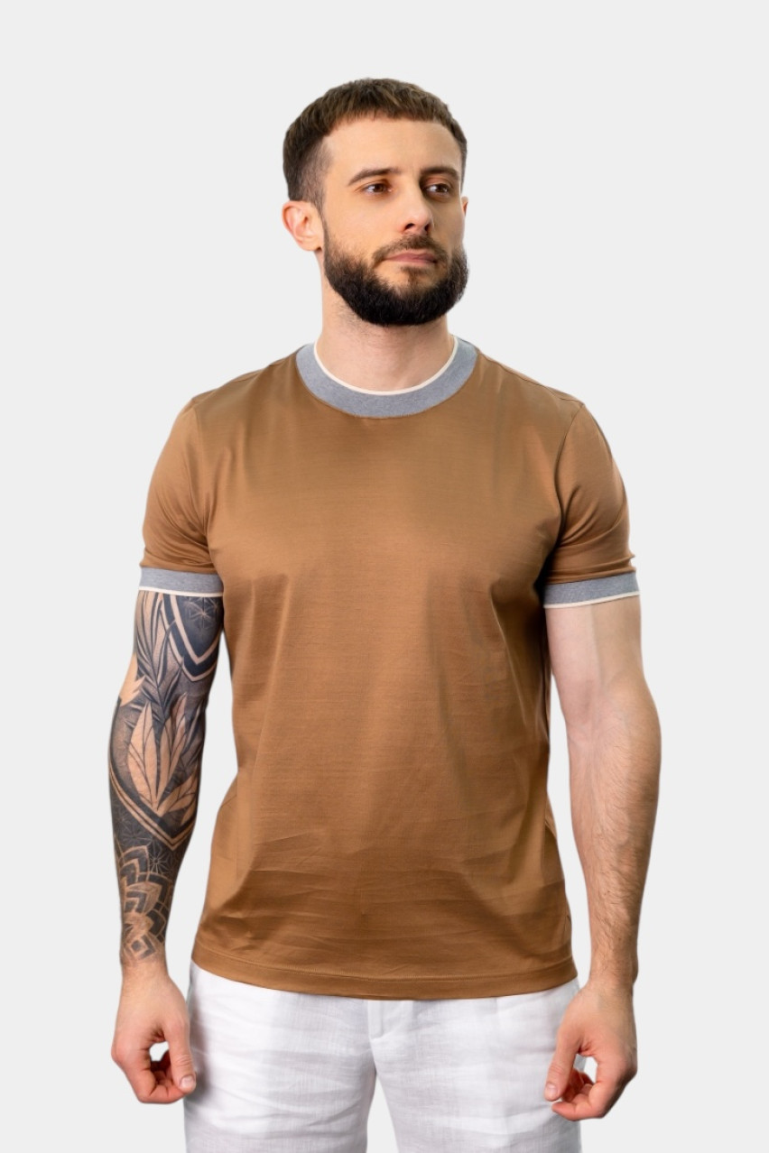 Коричнева футболка з мерсеризованої бавовни лісле 60132\74017 176 Maglificio Gran Sasso
