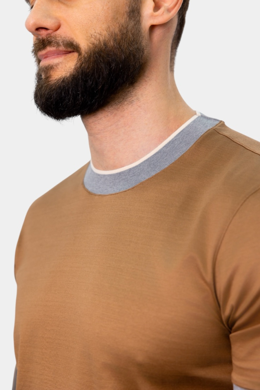 Коричнева футболка з мерсеризованої бавовни лісле 60132\74017 176 Maglificio Gran Sasso