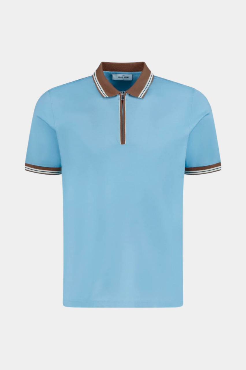 Блакитне поло з кольоровими вставками 60147\74219 610 Maglificio Gran Sasso