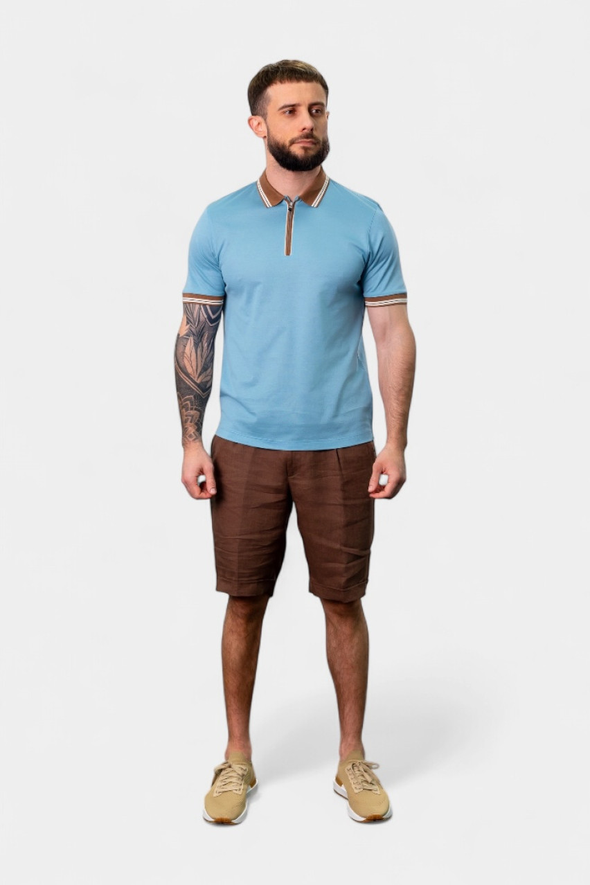 Блакитне поло з кольоровими вставками 60147\74219 610 Maglificio Gran Sasso