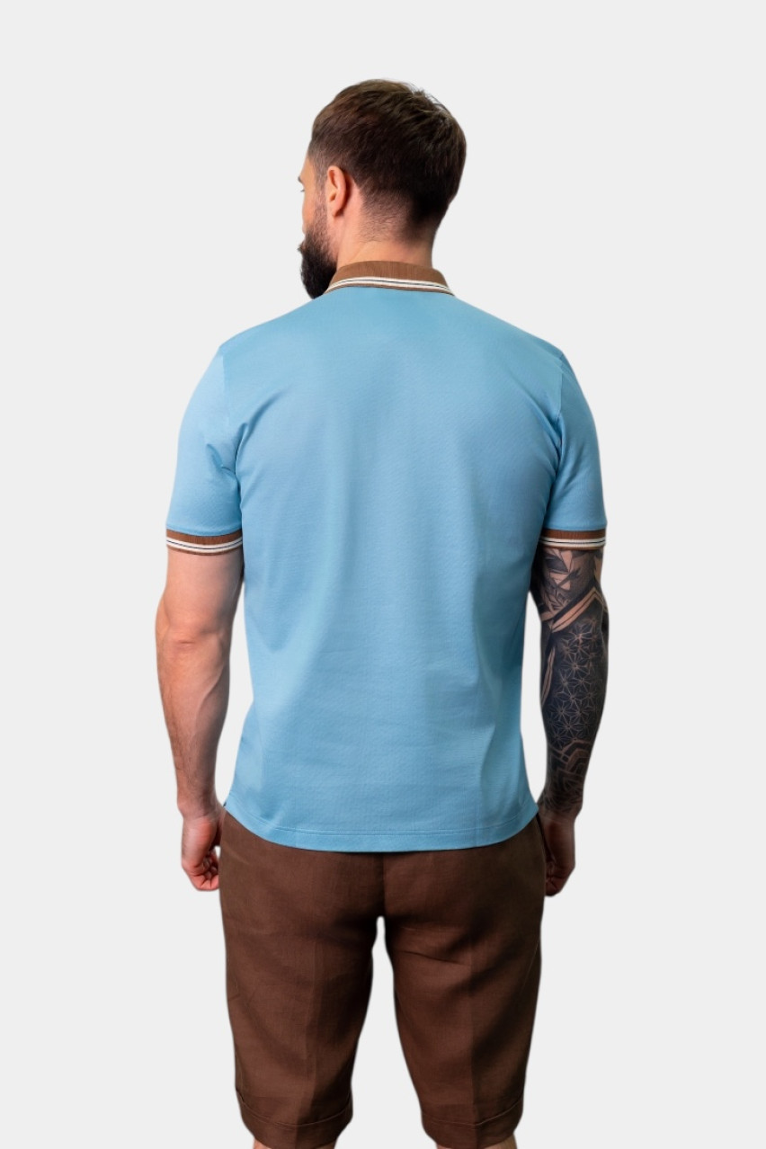 Блакитне поло з кольоровими вставками 60147\74219 610 Maglificio Gran Sasso