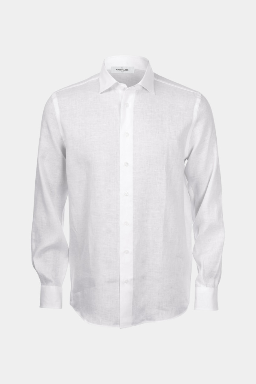 Белая льняная рубашка 61121\50001 001 Maglificio Gran Sasso