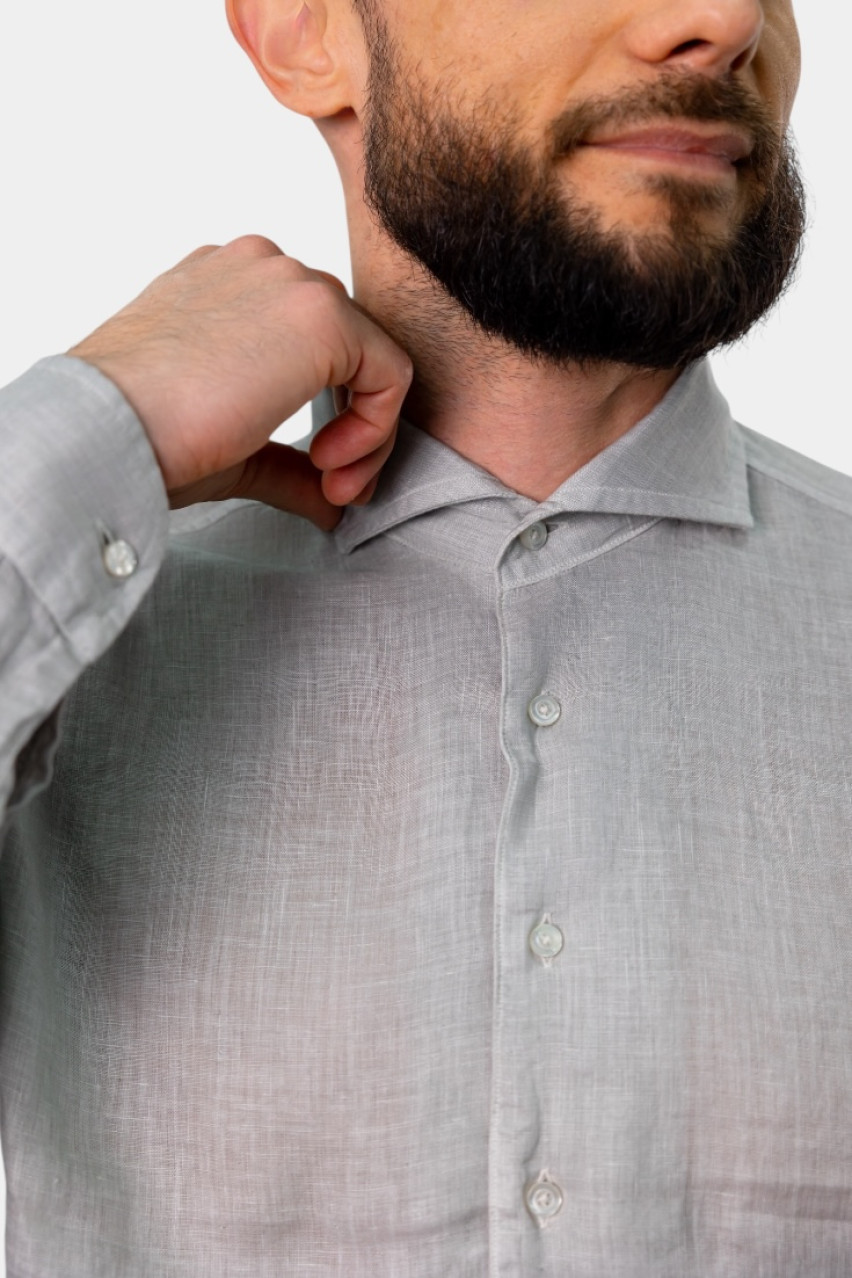 Серая льняная тонкая рубашка 61183\50002 618 Maglificio Gran Sasso