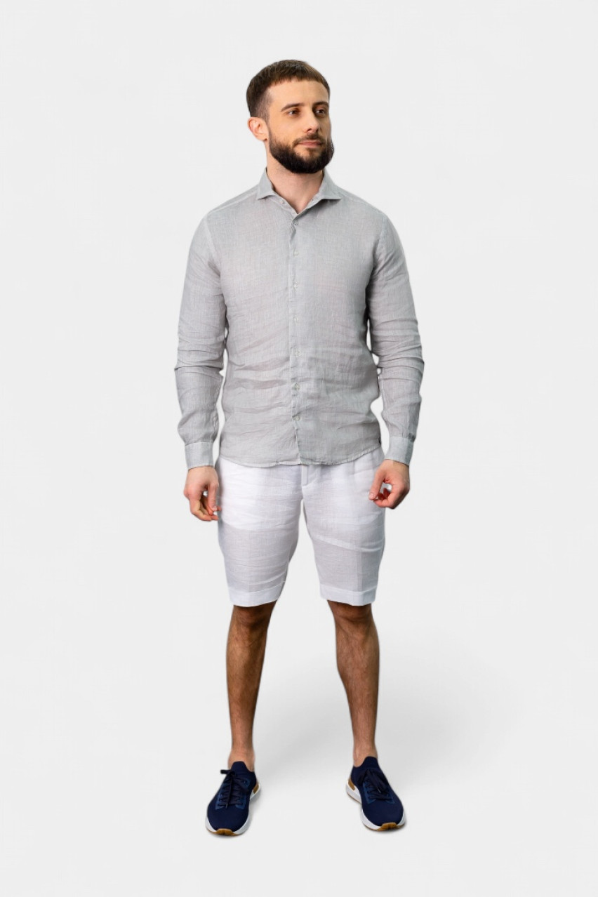 Серая льняная тонкая рубашка 61183\50002 618 Maglificio Gran Sasso