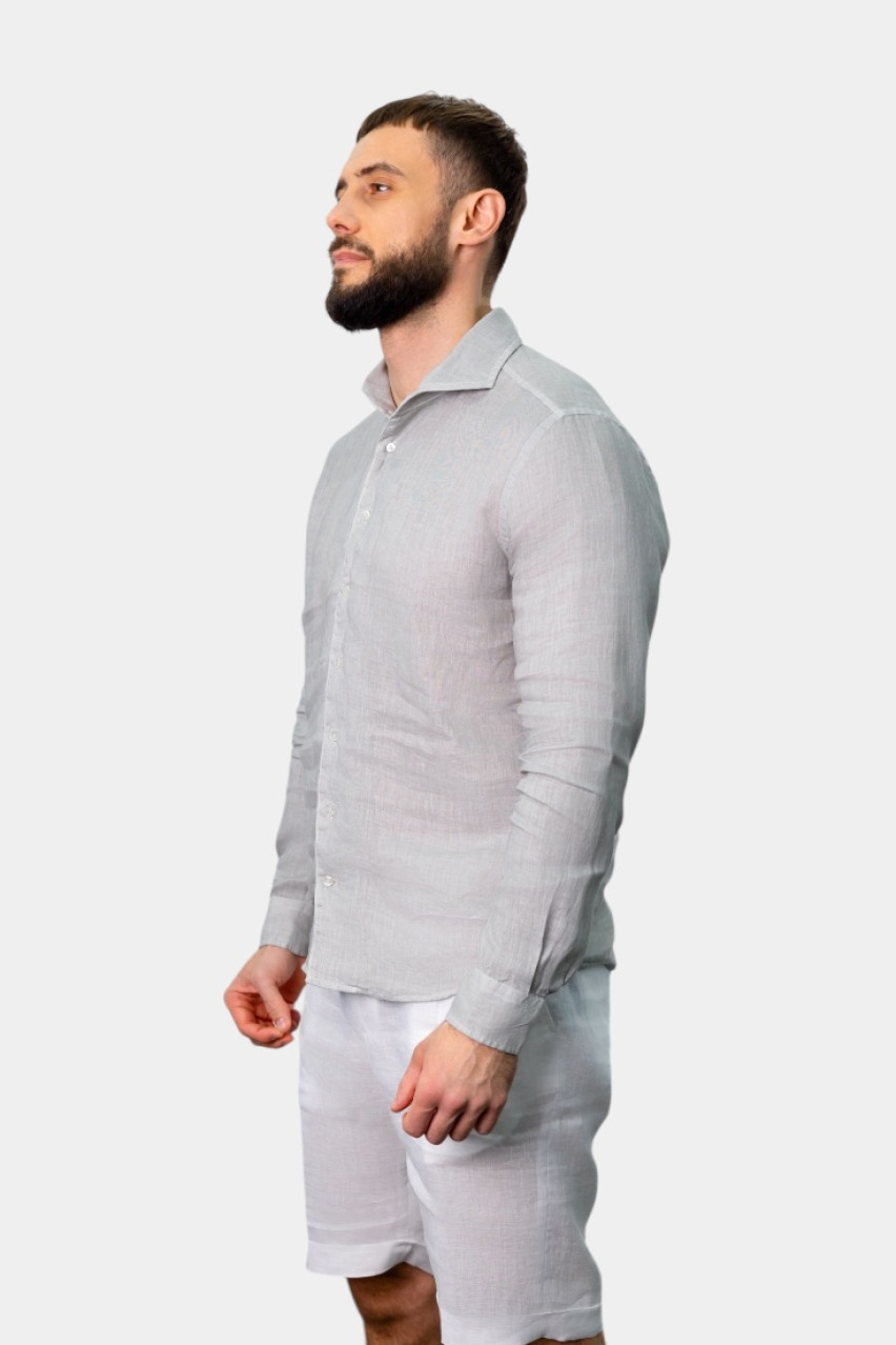 Серая льняная тонкая рубашка 61183\50002 618 Maglificio Gran Sasso