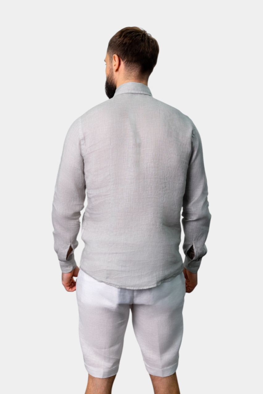 Серая льняная тонкая рубашка 61183\50002 618 Maglificio Gran Sasso