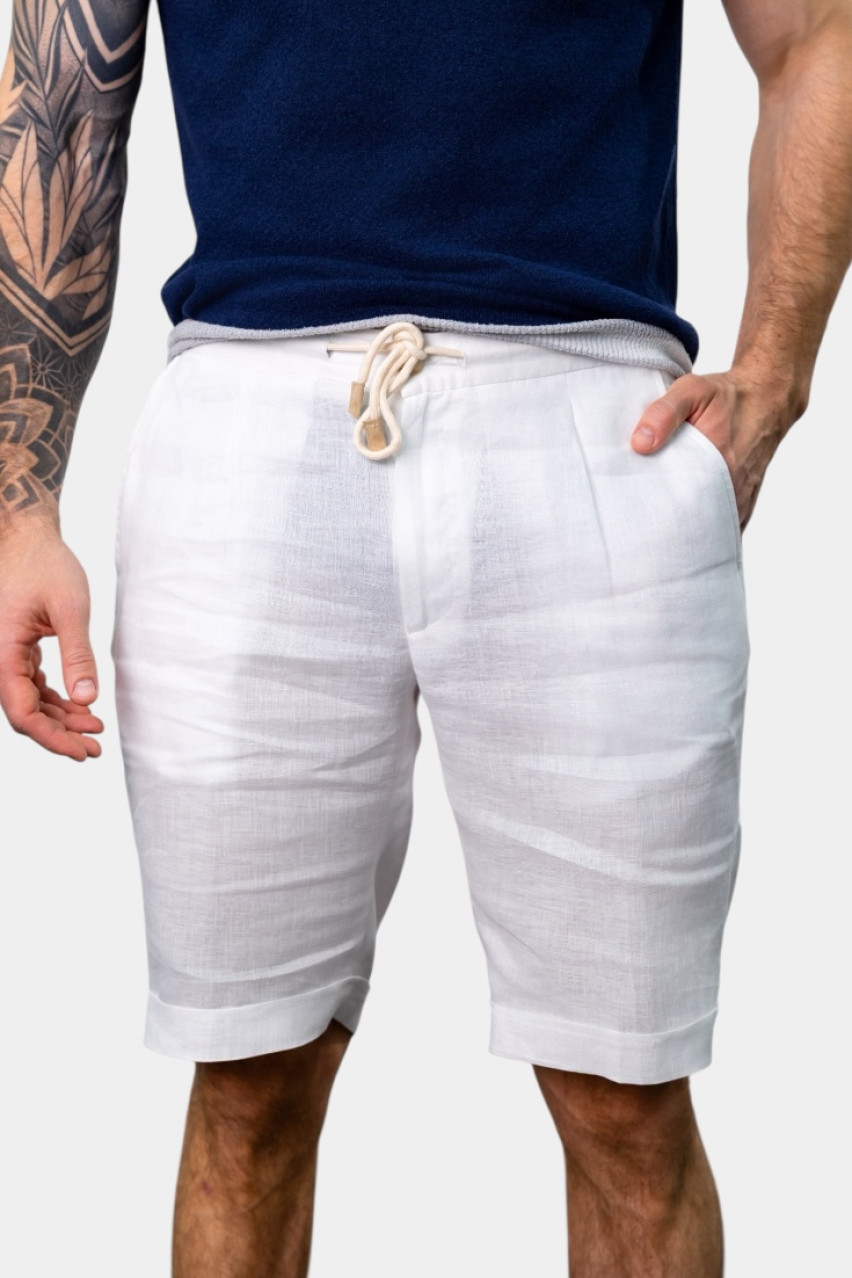 Білі лляні шорти 76112\50017 001 Maglificio Gran Sasso