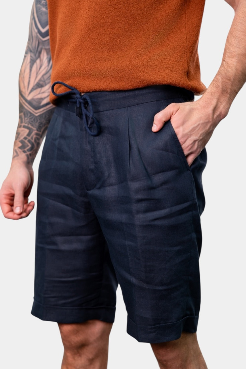 Темно-синие льняные шорты 76112\50017 598 Maglificio Gran Sasso