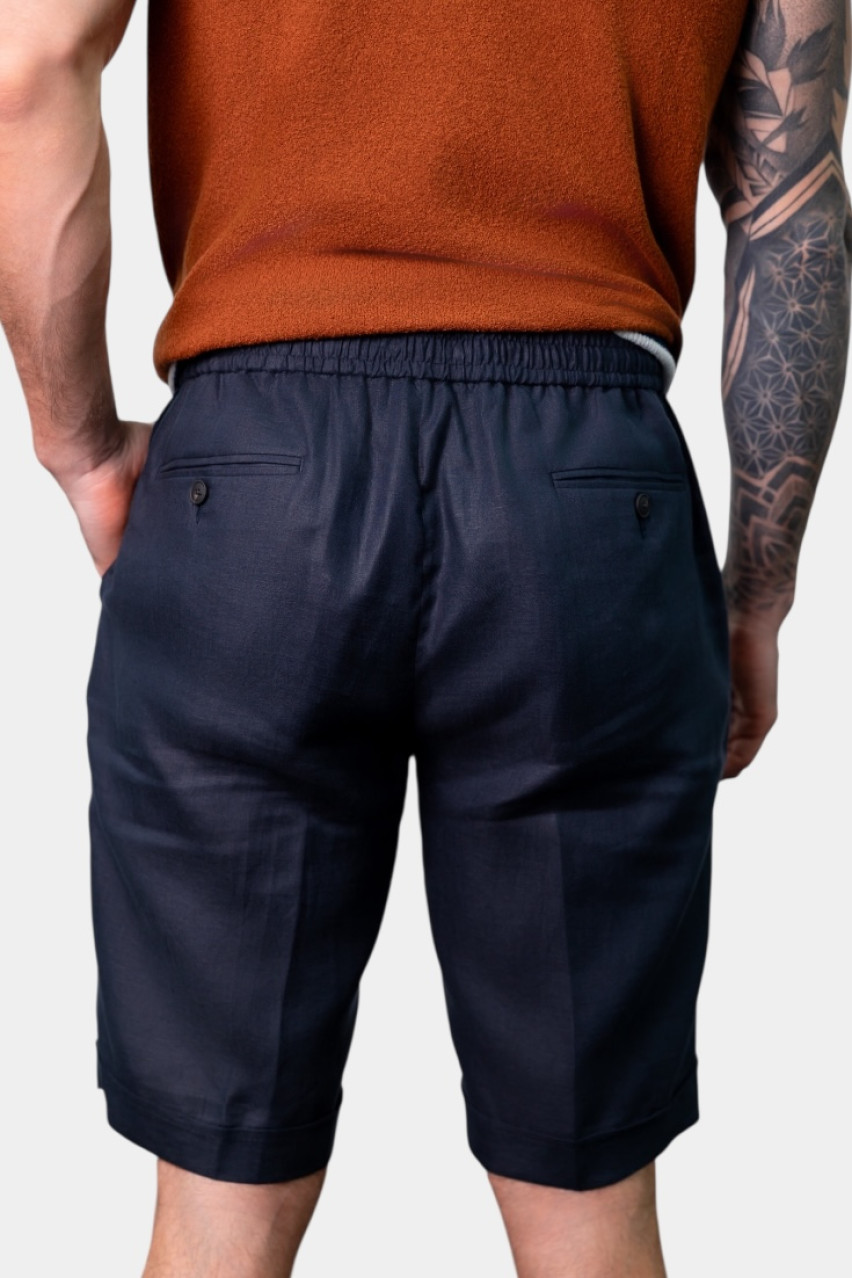 Темно-синие льняные шорты 76112\50017 598 Maglificio Gran Sasso