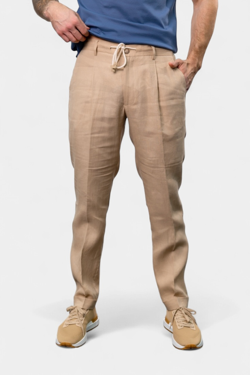 Бежеві лляні брюки 76114\50017 010 Maglificio Gran Sasso