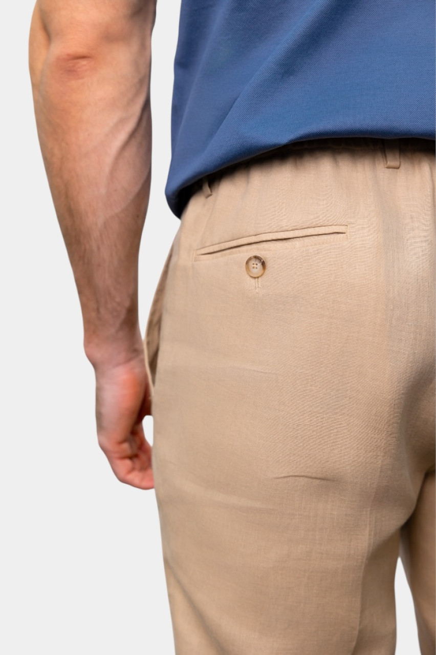 Бежеві лляні брюки 76114\50017 010 Maglificio Gran Sasso