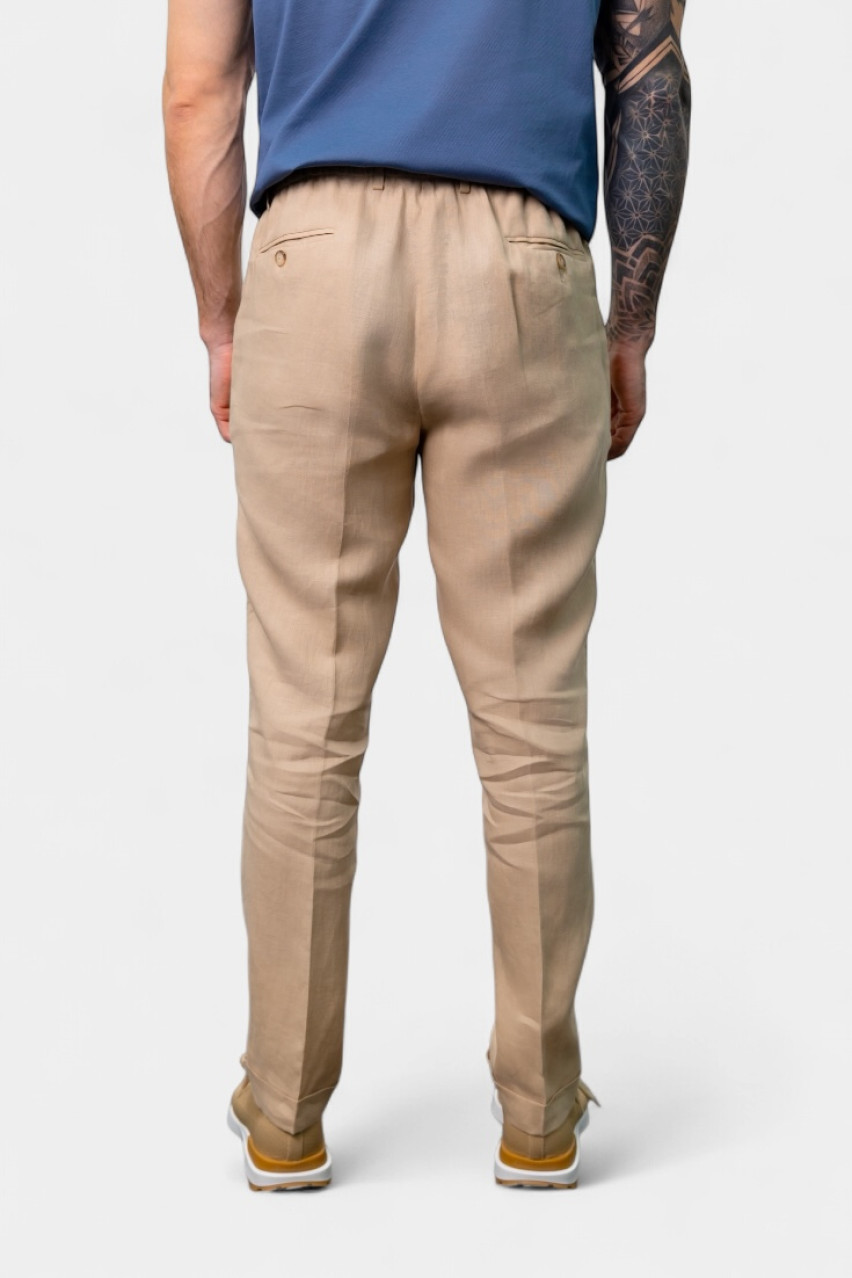 Бежеві лляні брюки 76114\50017 010 Maglificio Gran Sasso
