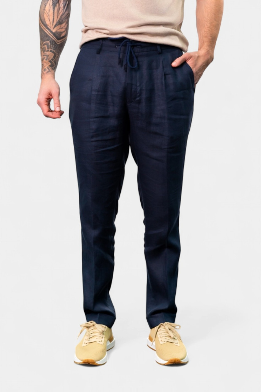 Темно-сині лляні брюки 76114\50017 598 Maglificio Gran Sasso