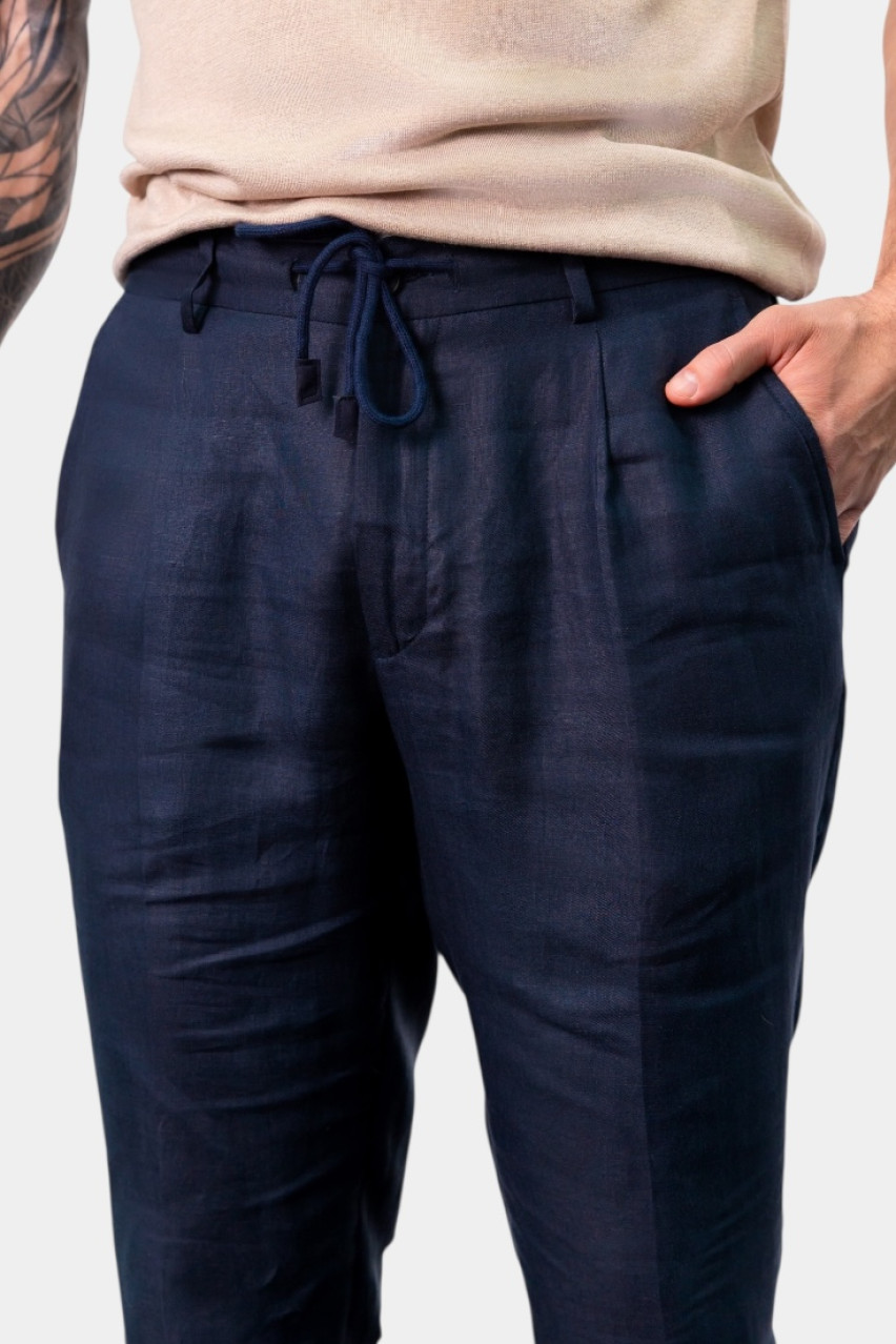 Темно-сині лляні брюки 76114\50017 598 Maglificio Gran Sasso