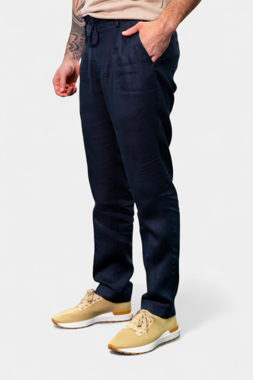 Темно-сині лляні брюки 76114\50017 598 Maglificio Gran Sasso