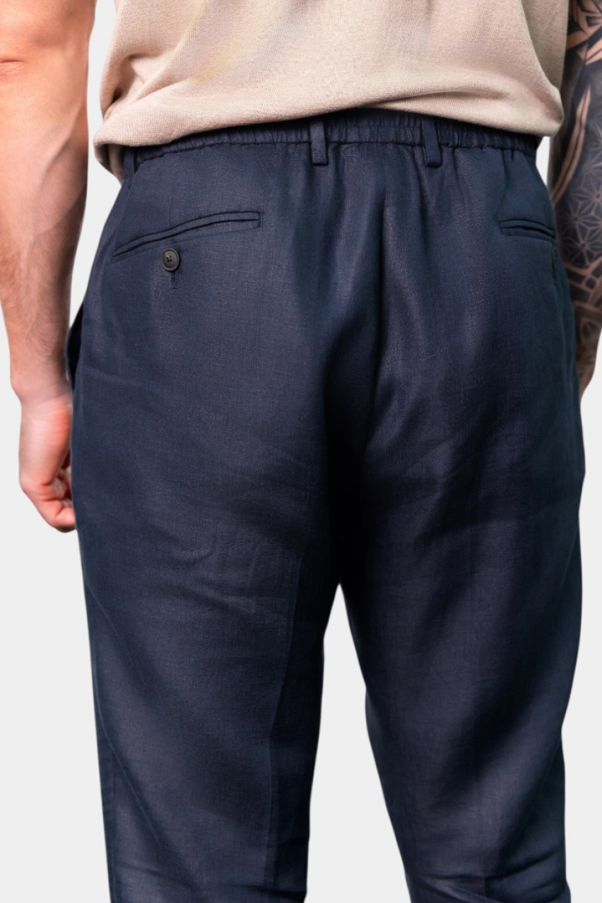 Темно-сині лляні брюки 76114\50017 598 Maglificio Gran Sasso