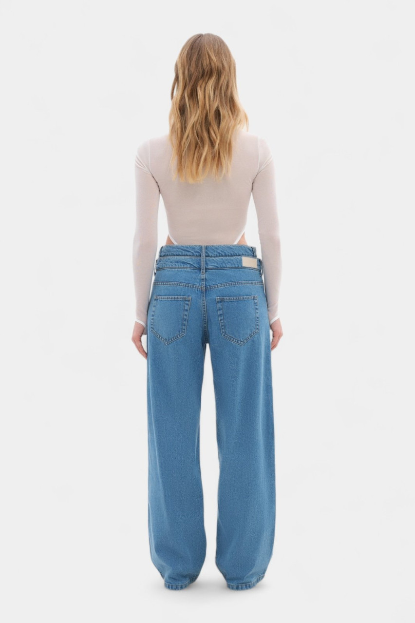 Голубые джинсы с двойным поясом Match Denim