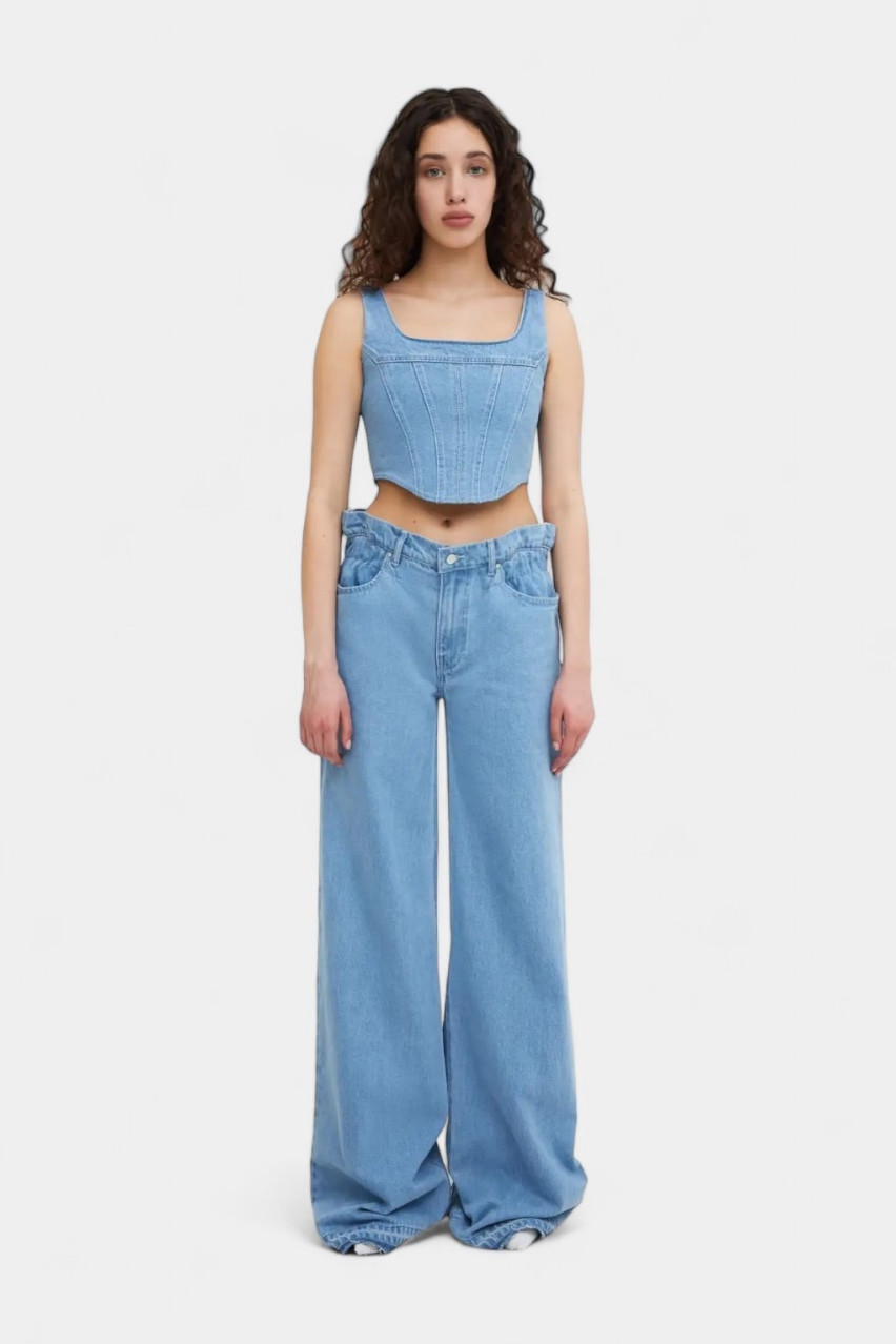 Голубые джинсы с эластичным поясом Match Denim