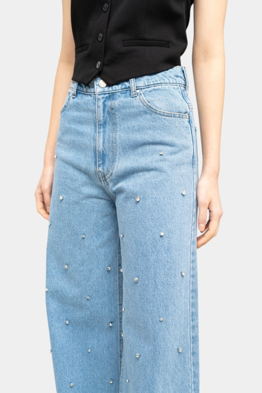 Голубые джинсы со стразами sp25-sh-jeans MATCH DENIM