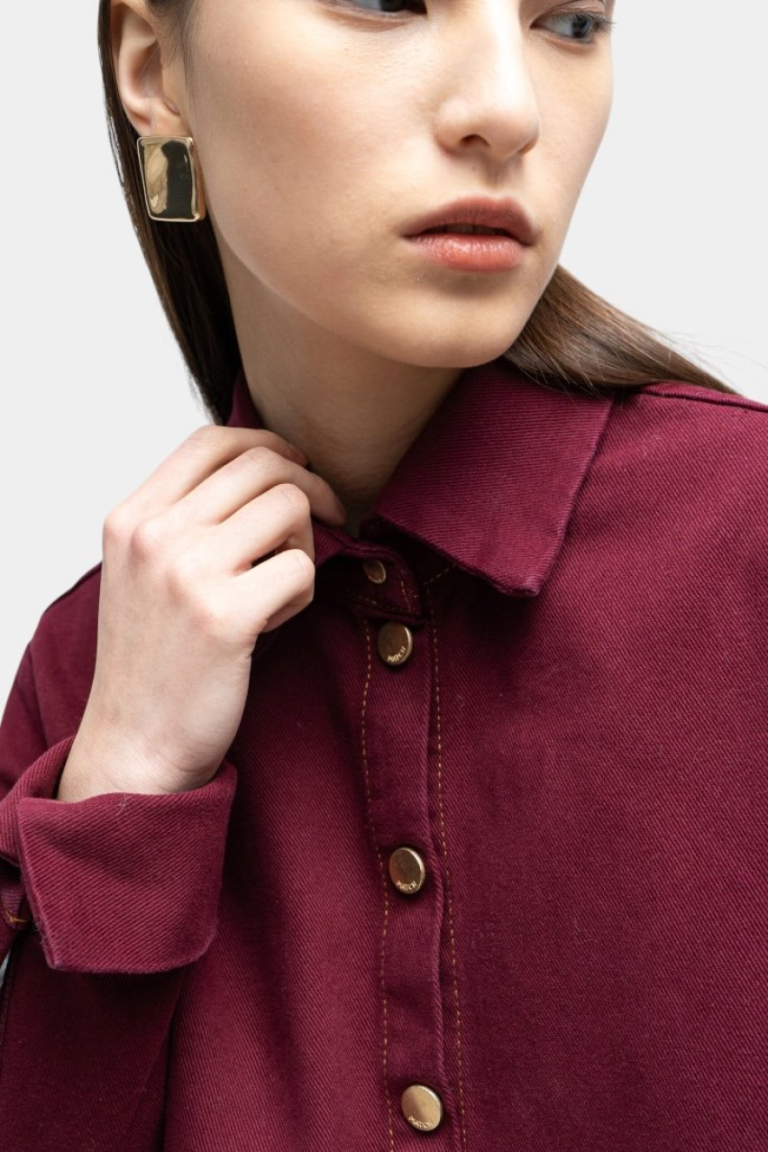 Бордова сорочка з деніму sp25-shirt-bordo MATCH DENIM