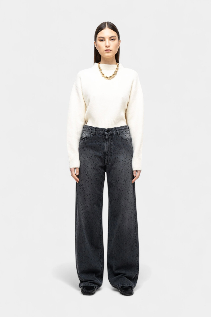 Серые джинсы Baggy с перфорацией sp25-jns-baggy-grey MATCH DENIM