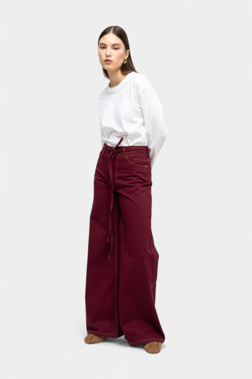 Бордові джинси Baggy sp25-jns-bordo MATCH DENIM