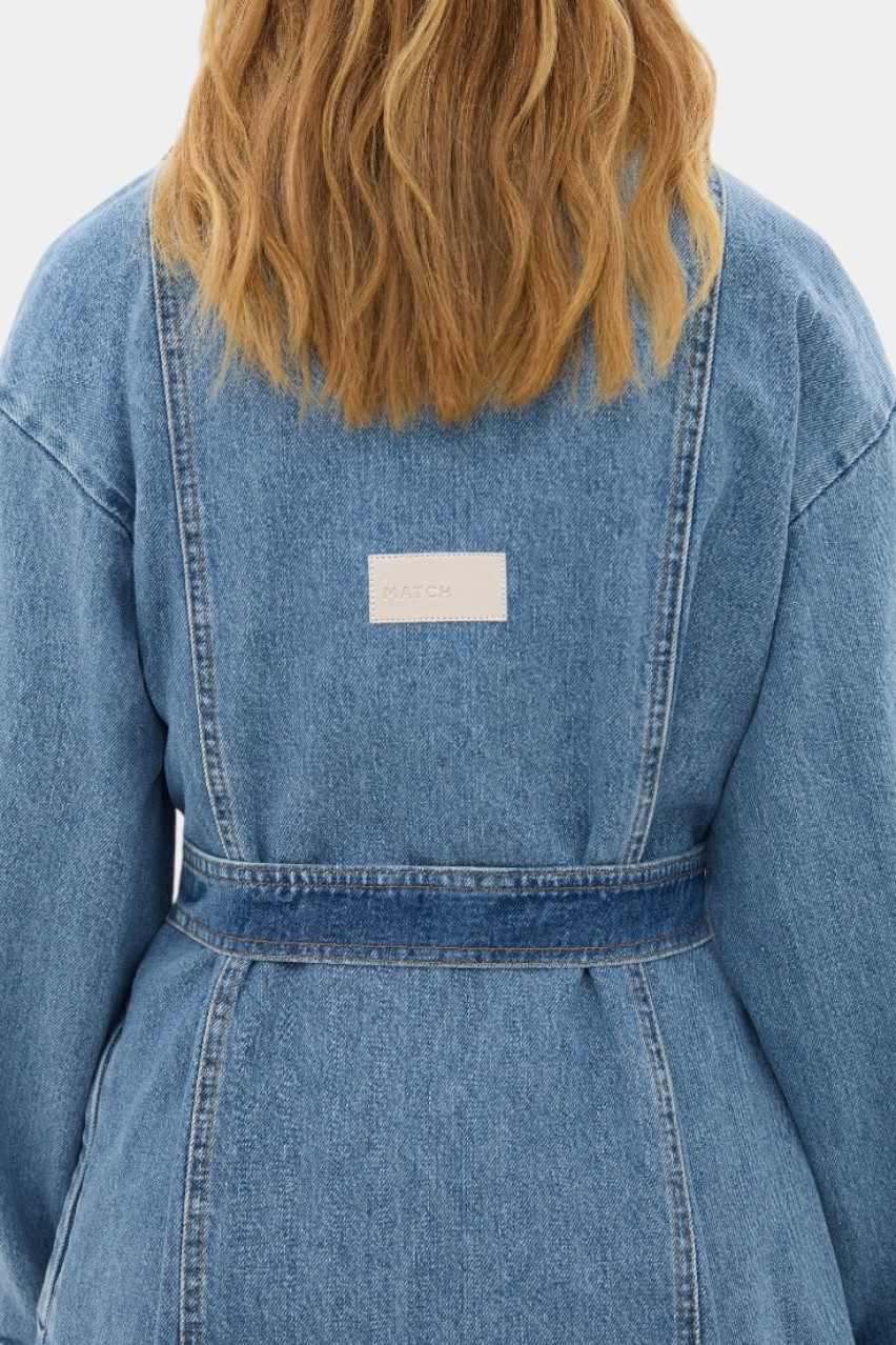 Блакитне пальто з деніму sp25-coat-blue MATCH DENIM