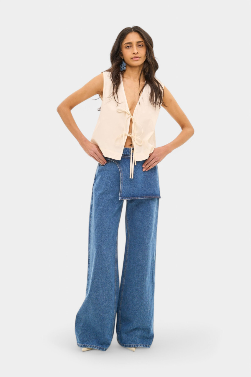 Сині джинси з декоративною спідницею sp25-jskirt-blue MATCH DENIM