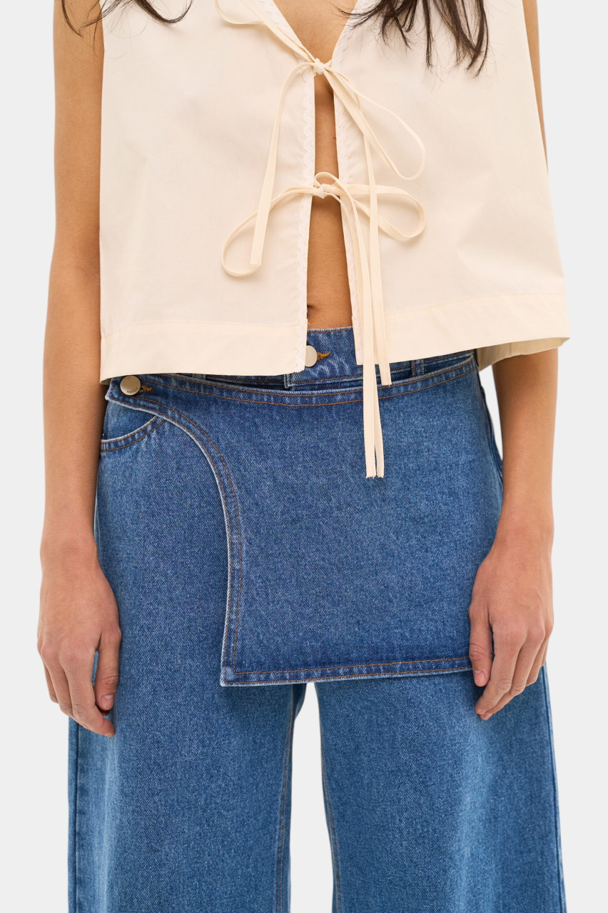 Сині джинси з декоративною спідницею sp25-jskirt-blue MATCH DENIM