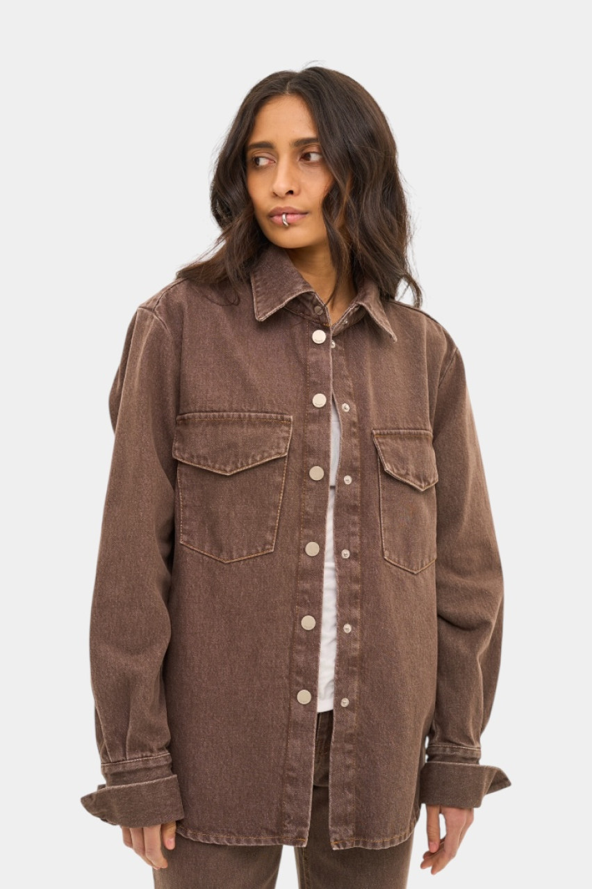 Коричневая джинсовая рубашка sp25-shirt-brown MATCH DENIM