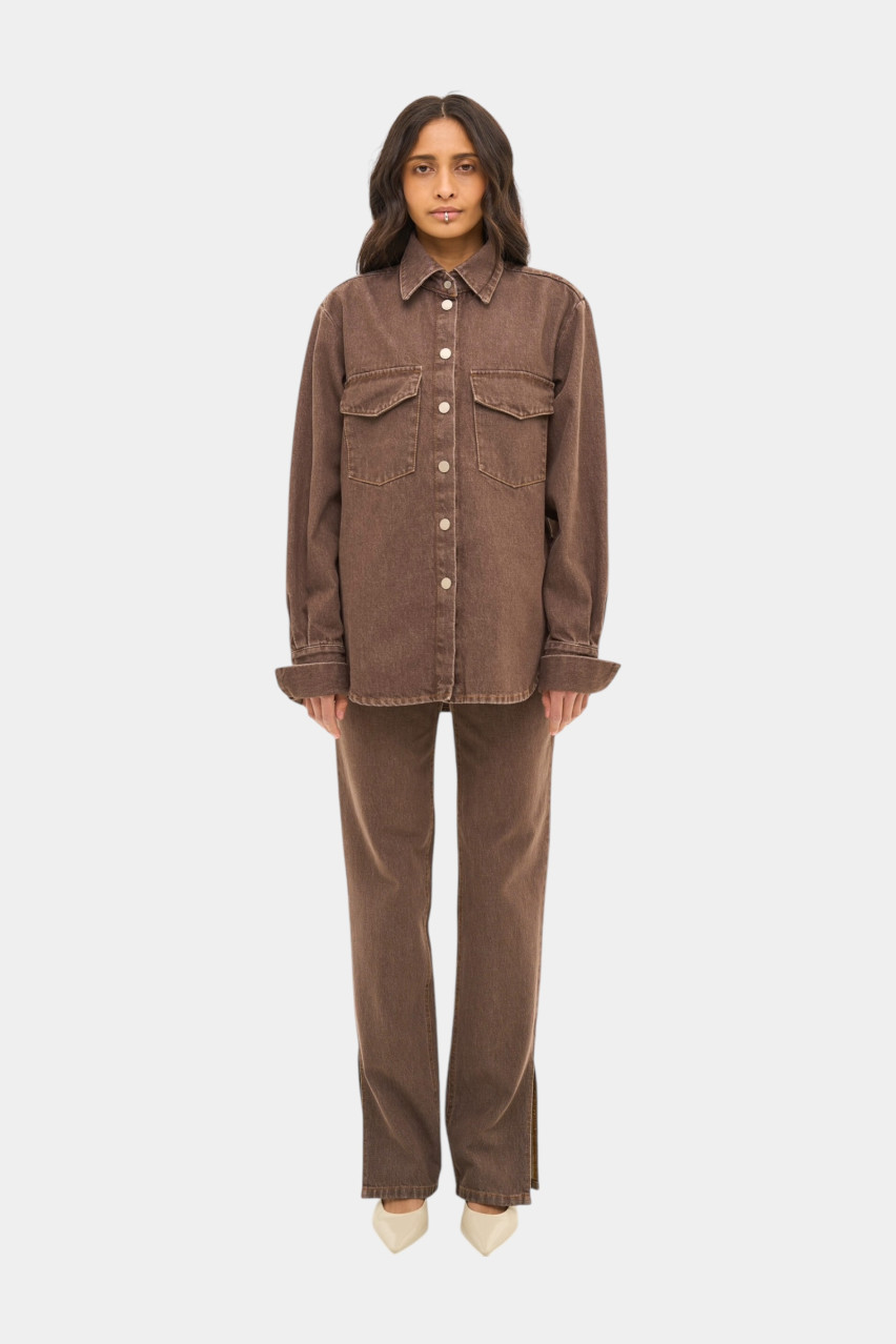 Коричневая джинсовая рубашка sp25-shirt-brown MATCH DENIM