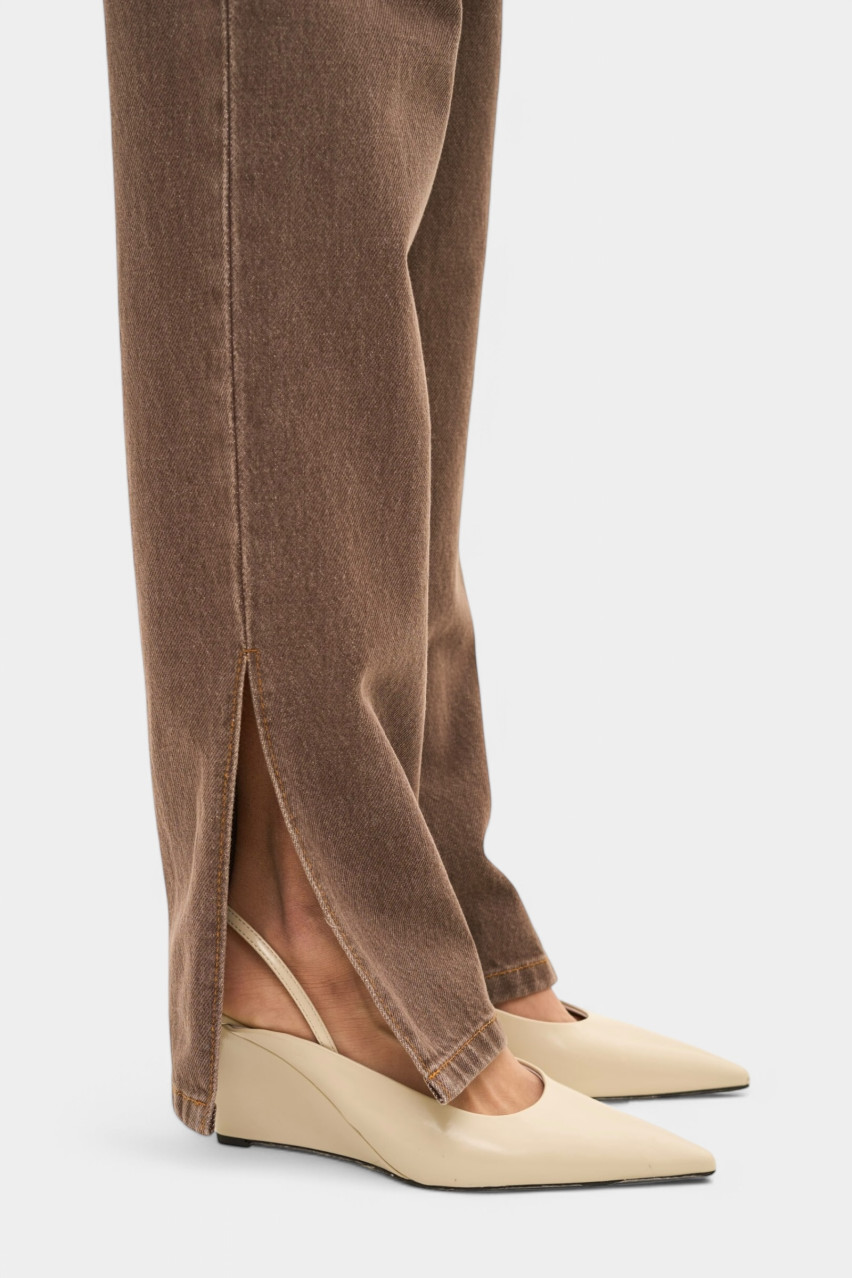 Коричневі джинси з розрізами sp25-jnc-brown MATCH DENIM