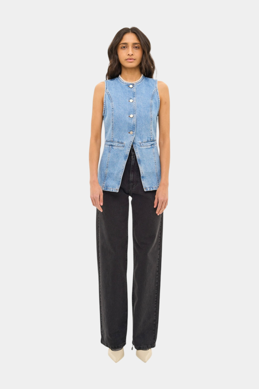 Блакитна джинсова жилетка sp25-vest-blue MATCH DENIM