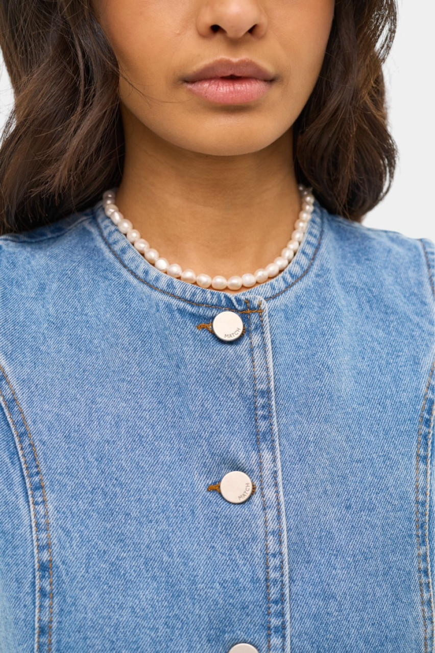 Блакитна джинсова жилетка sp25-vest-blue MATCH DENIM