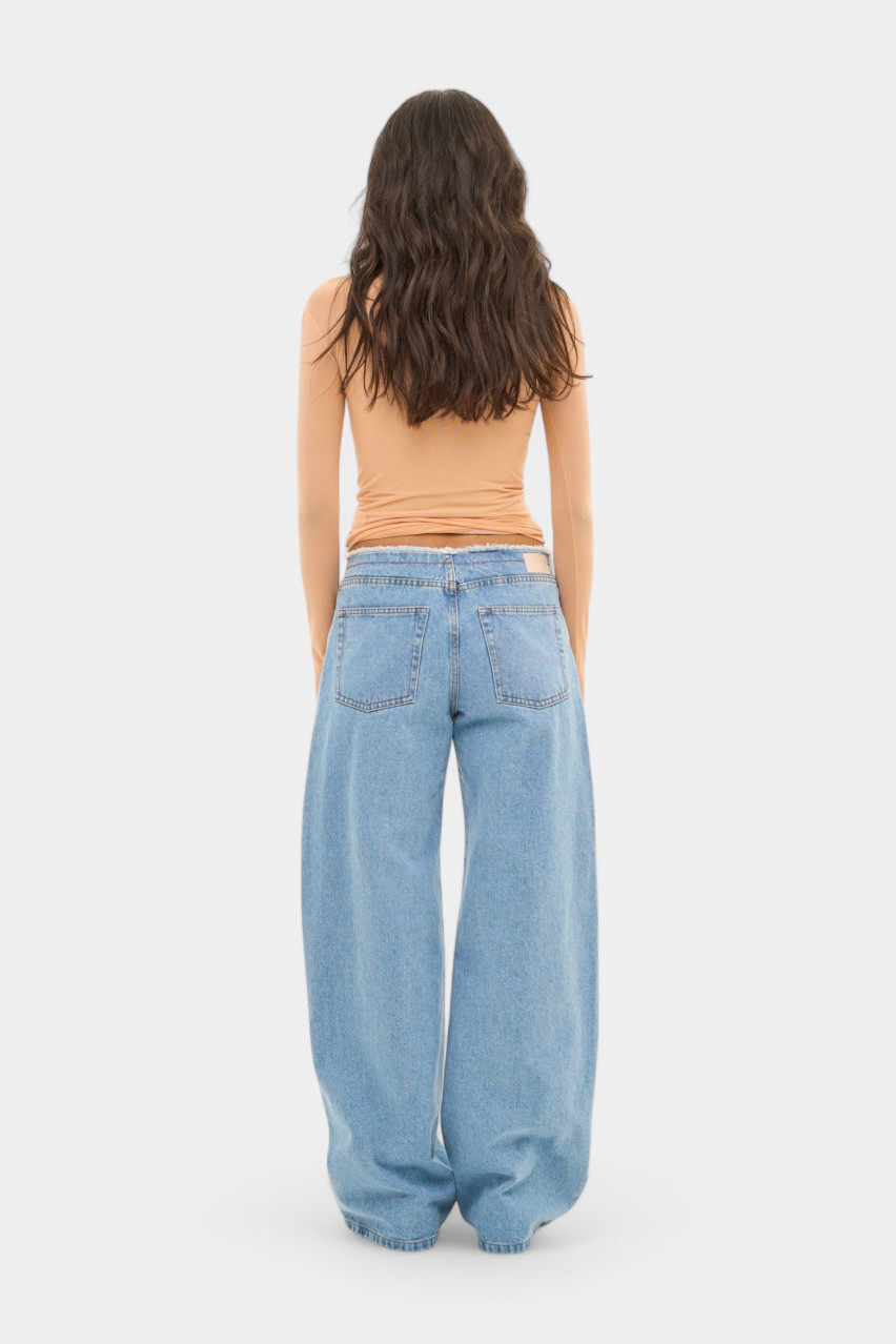 Голубые джинсы широкого кроя sp25-jwb-blue MATCH DENIM