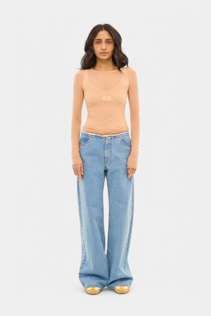 Голубые джинсы широкого кроя sp25-jwb-blue MATCH DENIM