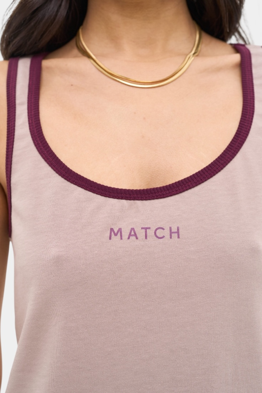 Бежевая майка с бордовым кантом sp25-tshirt3 MATCH DENIM