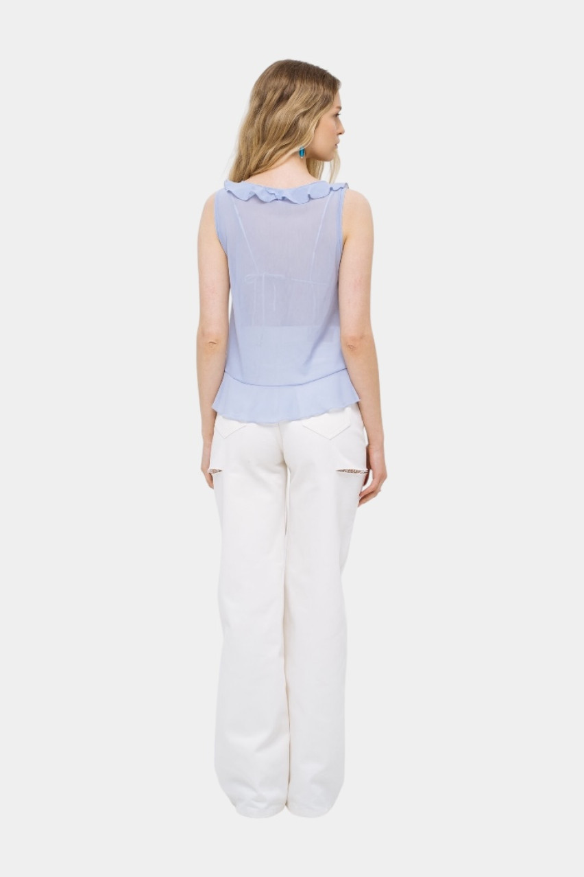 Голубой полупрозрачный топ Blue Cloud sp25-cloud-top-blue MATCH DENIM