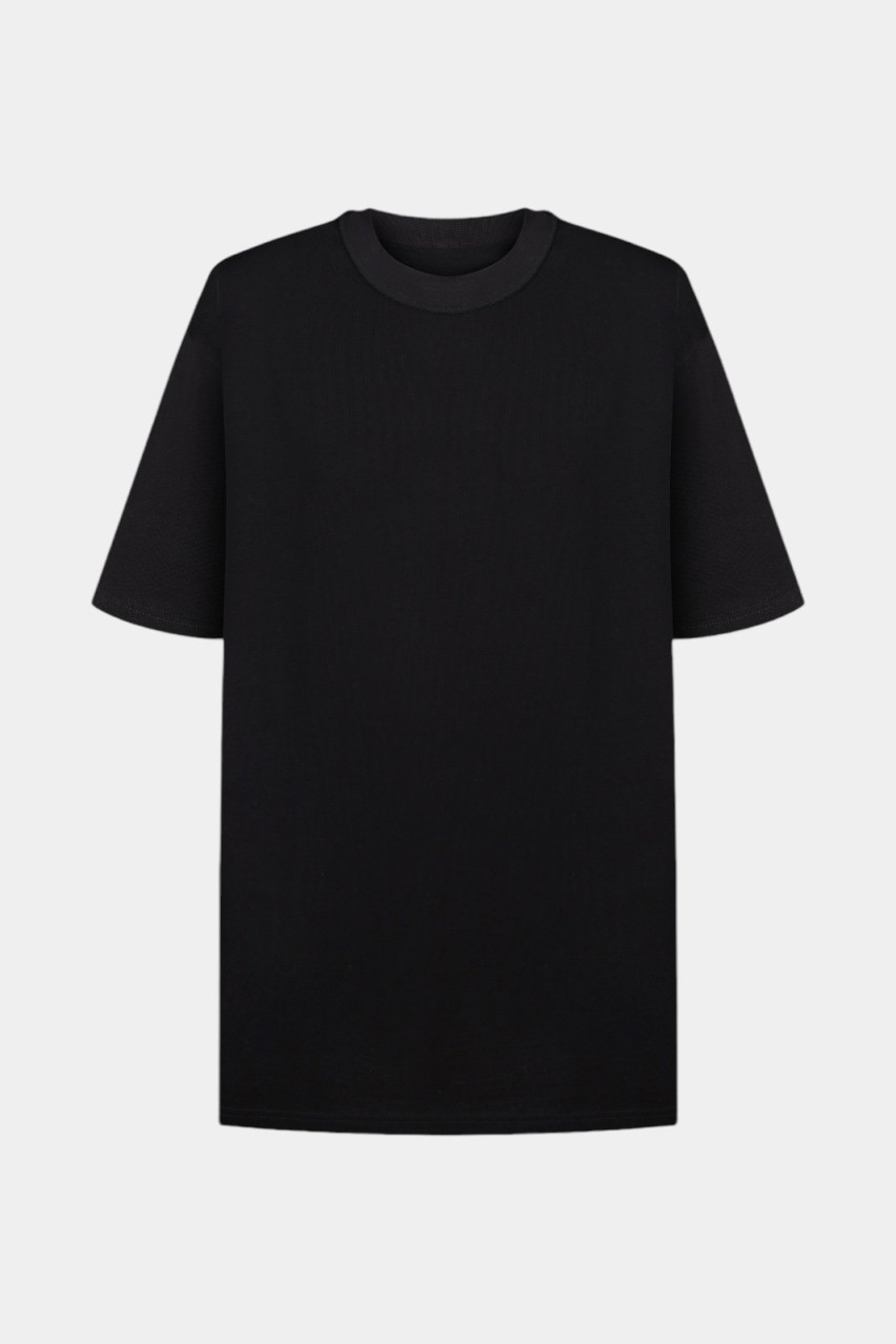 Чорна подовжена футболка з підплічниками Meri Struss