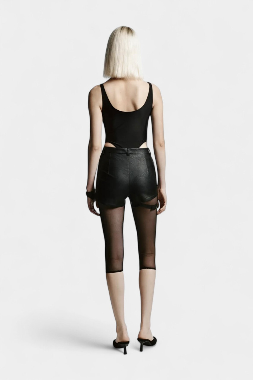 Черные капри из стрейч-сетки MERI STRUSS