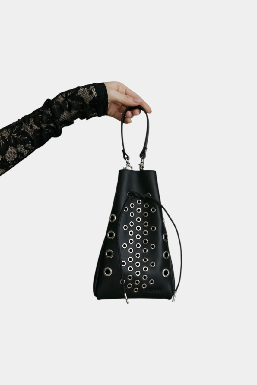 Чорна сумка Luvers ND/SS24-m3 NEDBAS (срібна фурнітура)