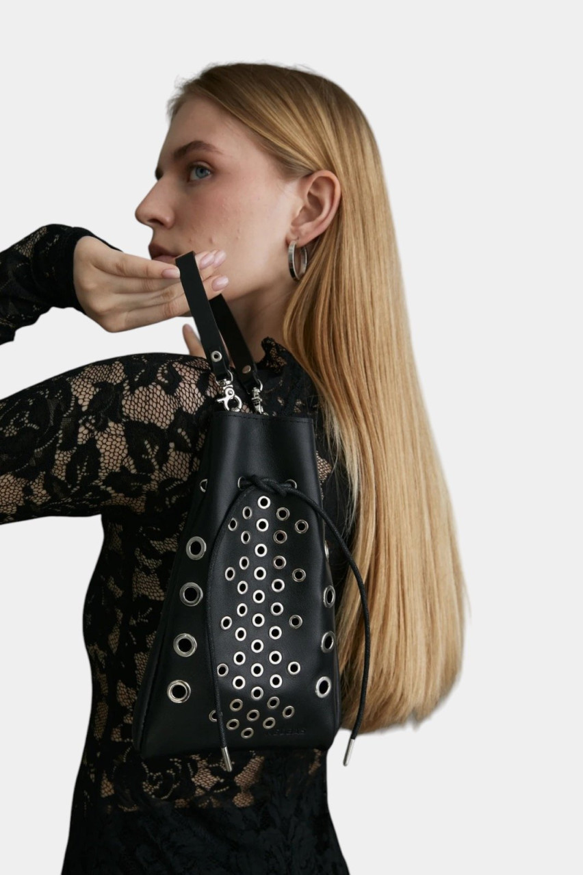 Чорна сумка Luvers ND/SS24-m3 NEDBAS (срібна фурнітура)