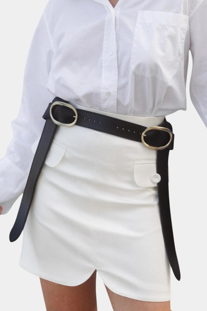 Чорний ремінь Row ND/SS24-5 NEDBAS (золота фурнітура)