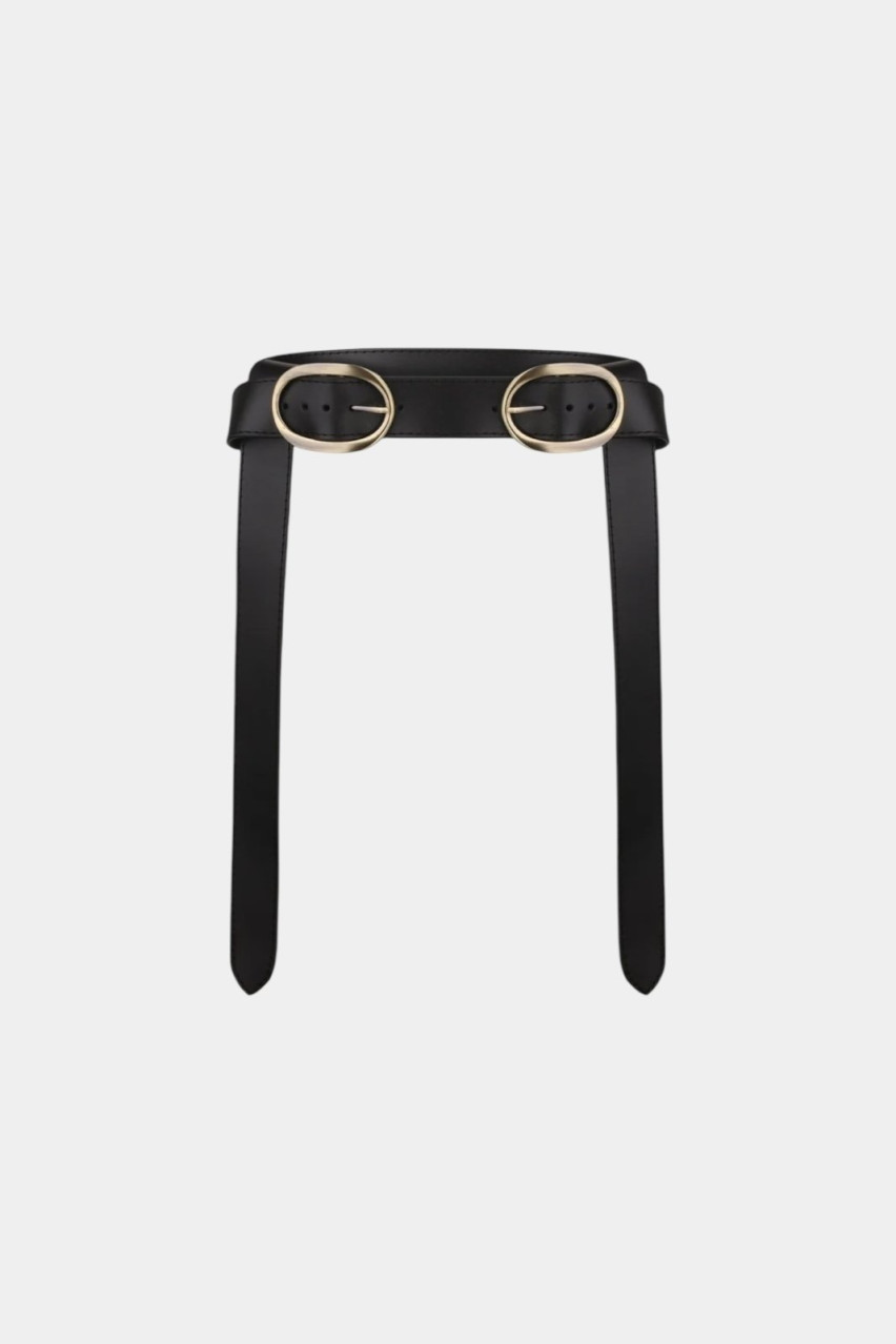 Чорний ремінь Row ND/SS24-5 NEDBAS (золота фурнітура)