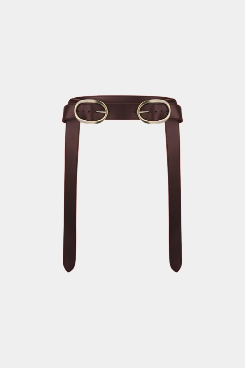 Бордовий ремінь Row ND/SS24-5 NEDBAS (золота фурнітура)