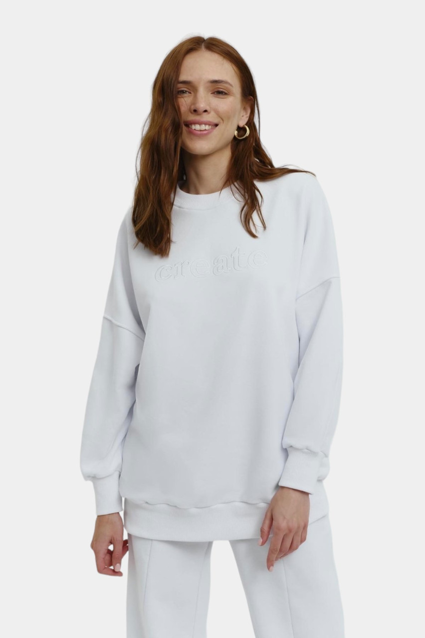 Белый свитшот Create Long NINETEEN