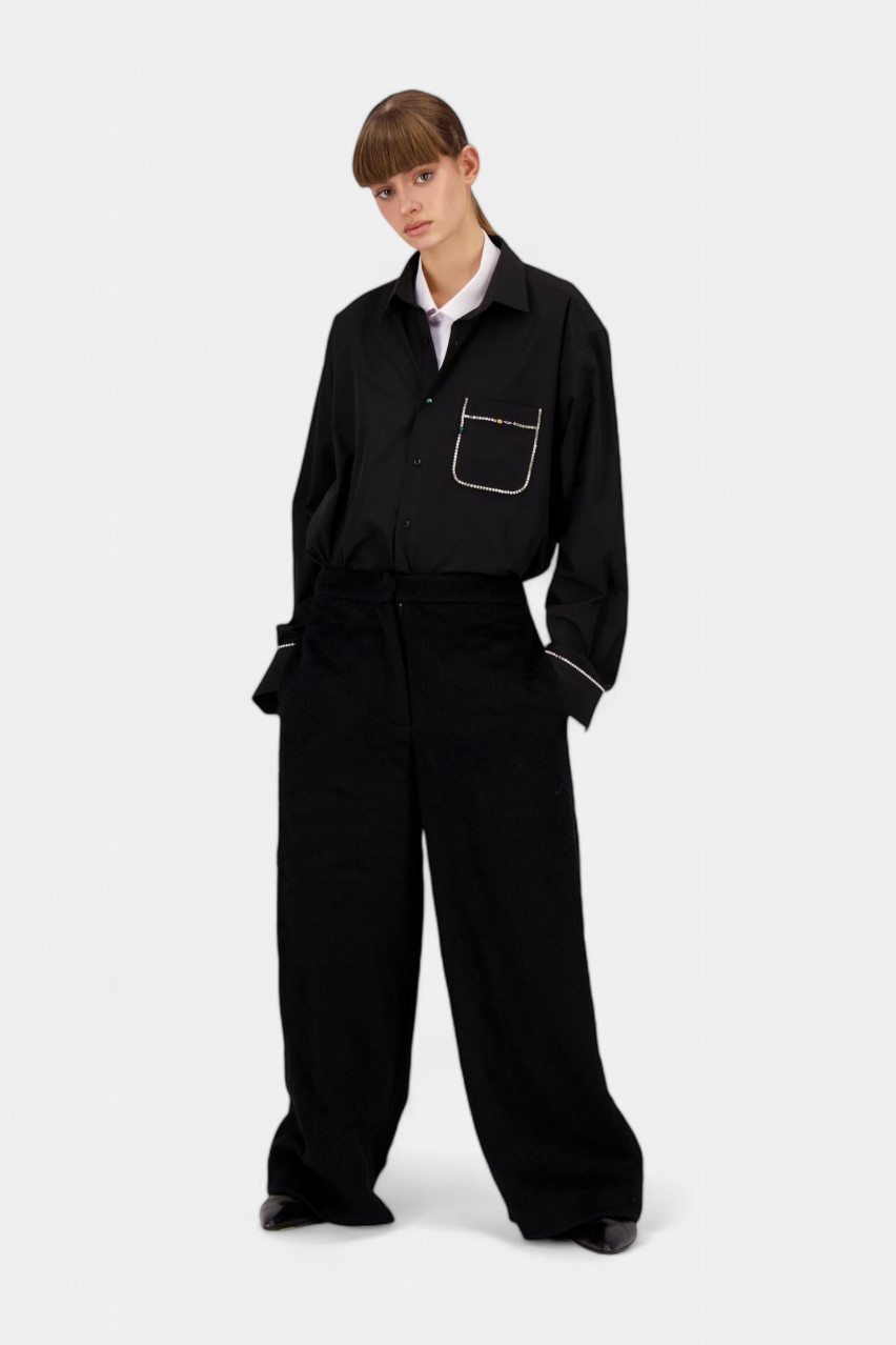 Черная рубашка Drop 4 Redesign 16 PS23d04-16-bw oversize OMELIA