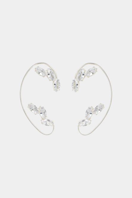 Серебряные кафы Cuff 01 с белыми фианитами